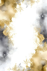 Watercolor frames in gold, beige, white tones.