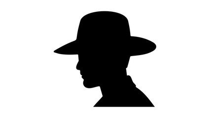 silhouette of a person in hat, shape of person in hat in vector