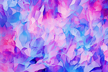 Fototapeta na wymiar Abstract painting with blue, purple and pink colors in cubism style