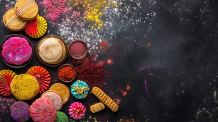 Colorful and Delicious Doughnuts on a Table - obrazy, fototapety, plakaty
