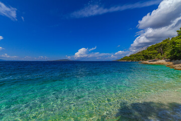 Empty beach azure water Adriatic sea Makarska Riviera