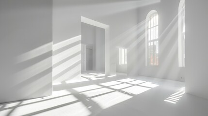 Striped Shadows in White Room