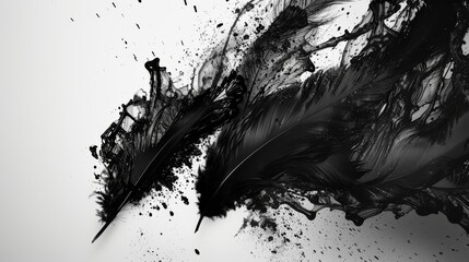 Abstract Black Feathers Art