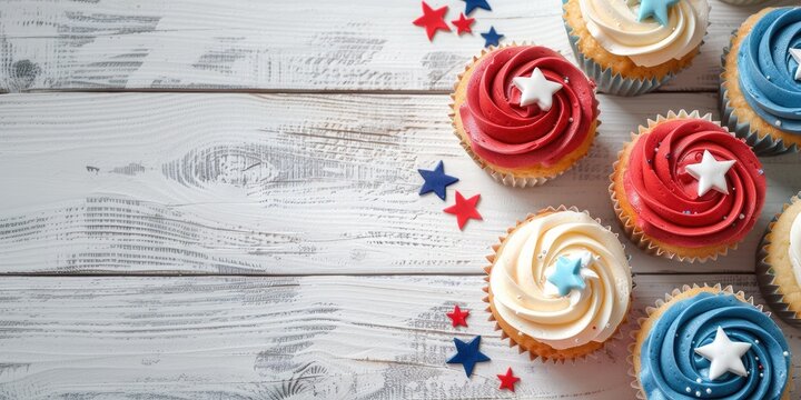 Delicious 4th of July Cupcakes with Space for Copy