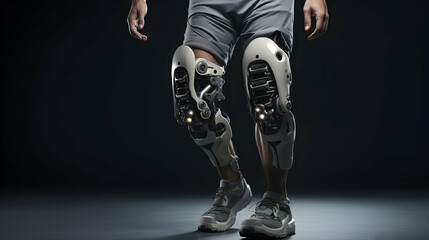 AI assisted robotic exoskeletons supporting rehabilitation and enhancing mobility - obrazy, fototapety, plakaty