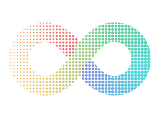 Infinity gradient dots sign vector illustration. Neurodiversity and autism symbol. Graphic design element for logo, article, social media, print.