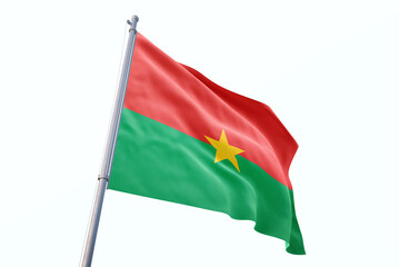 Waving flag of Burkina Faso in white background. Burkina Faso flag for independence day. The symbol of the state on wavy fabric.
