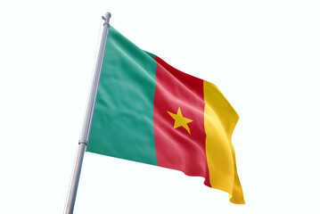 Waving flag of Cameroon in white background. Cameroon flag for independence day. The symbol of the state on wavy fabric.