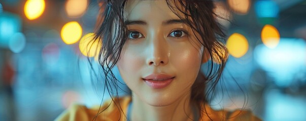 Asian woman on Spin Bike in the gym