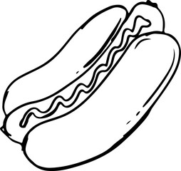 sketch hot dog hand drawn