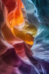 Foto auf Alu-Dibond Surreal colorful landscape inspired by Grand Canyon. rock formations. Abstract colorful background image. Created with Generative AI technology © Artem
