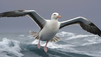 Fototapeta na wymiar An Albatross With Its Wings Outstretched Riding T