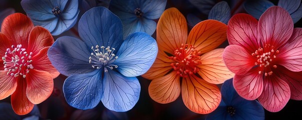 Close up of blooms in botanical photo collage.