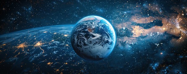 Planet earth globe shot on space background.