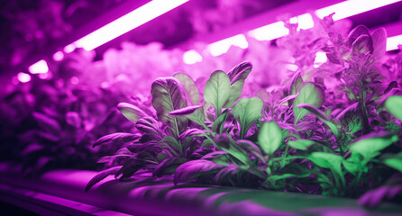 Vibrant Indoor Garden Under LED Grow Lights - Modern Urban Farming