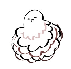 冬毛、もこもこの鳩さんのイラスト（温かみのある手描き素材）