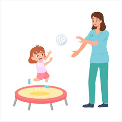 Occupational therapy sensory play treatment for screening development of kids. Concept for pediatric clinic, pediatrician and learning in children. Vector illustration isolated on white background.