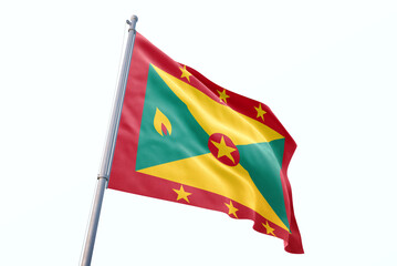 Waving flag of Grenada in white background. Grenada flag for independence day. The symbol of the state on wavy fabric.