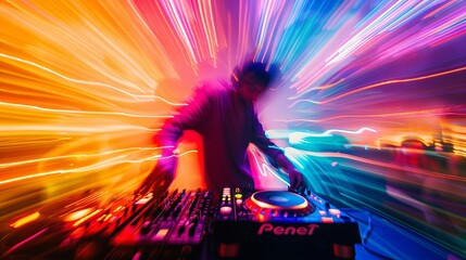 DJ in Action at Vibrant Club Scene