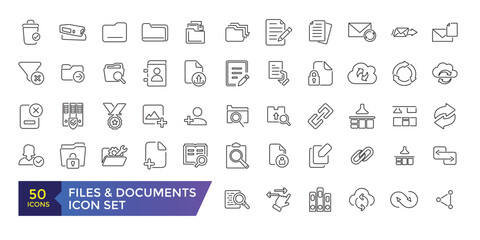 Fototapeta na wymiar Document and File Related Vector Line Icons. Contains such Icons as Printer, Shredder, Legal Document, Archive, Handwriting