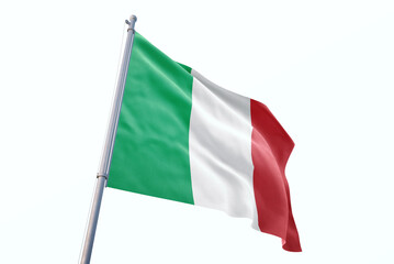 Waving flag of Italy in white background. Italy flag for independence day. The symbol of the state on wavy fabric.