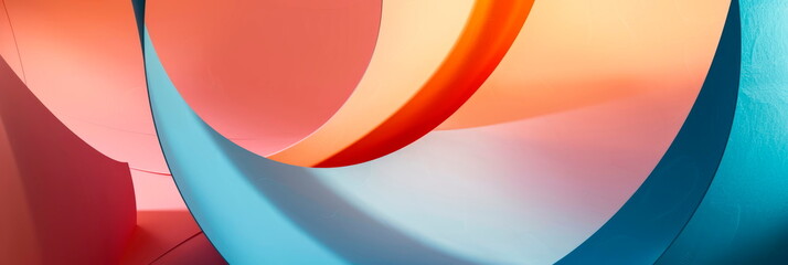 Minimalist composition featuring pastel-colored paper textures with abstract geometric shapes and...
