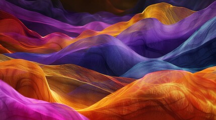 Colorful Wavy Landscape Digital Art - 761440385