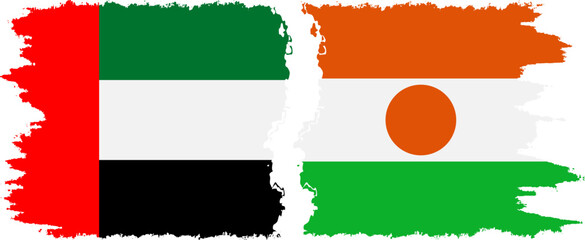Niger and United Arab Emirates grunge flags connection vector