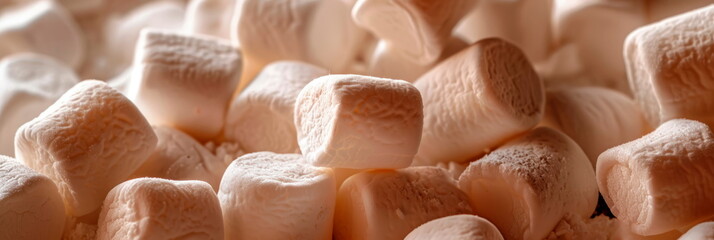 pile of fluffy marshmallows, showcasing their soft texture and sugary coating in exquisite detail.Generative AI