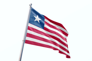 Waving flag of Liberia in white background. Liberia flag for independence day. The symbol of the state on wavy fabric.