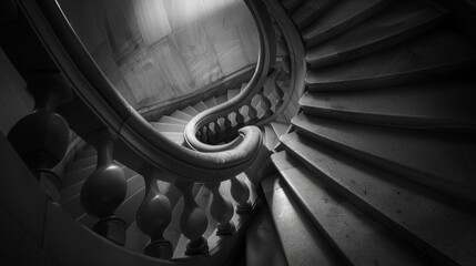 Monochrome Spiral Staircase Elegance
