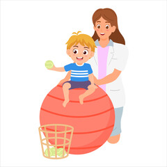 Occupational therapy sensory play treatment for screening development of kids. Concept for pediatric clinic, pediatrician and learning in children. Vector illustration isolated on white background.