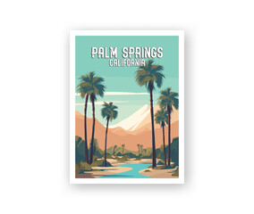 Palm Springs, California Illustration Art. Travel Poster Wall Art. Minimalist Vector art