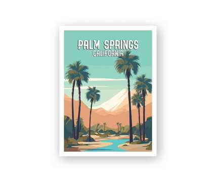 Palm Springs, California Illustration Art. Travel Poster Wall Art. Minimalist Vector art