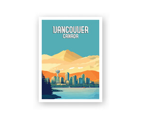 Obraz premium Vancouver, Canada Illustration Art. Travel Poster Wall Art. Minimalist Vector art