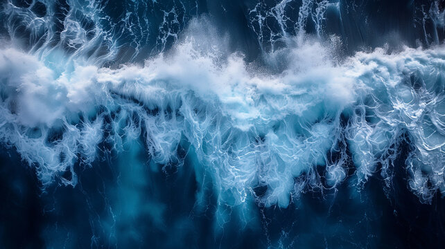 The image is of a large wave crashing into the shore