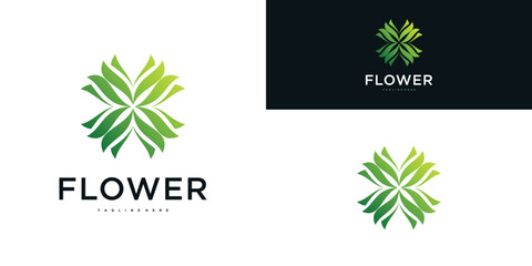 Abstrack flower logo vector with gradient unique. Premium Vector