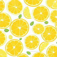 Background with juicy lemon slices flat vector