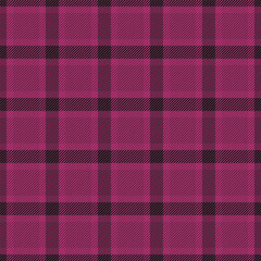 Copy space plaid background textile, diagonal tartan seamless vector. 1950s check texture pattern fabric in pink and black colors.