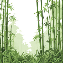Bamboo forest background in green tones flat vector