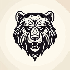 Bear Head Vintage Line Art Retro Hipster Logo Design