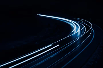 Fototapeten blue car lights at night. long exposure © Krzysztof Bubel