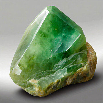 large raw jade isolated on a white gray background