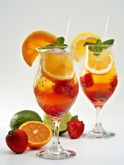 Refreshing summer mocktail with tropical fruits