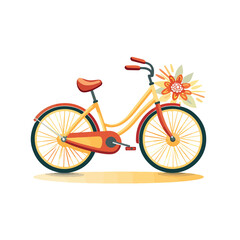 Fototapeta na wymiar Bicycle card retro style imagery illustration flat