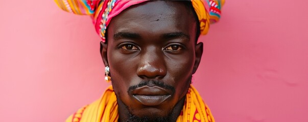 portrayal of black man in vivid attire and accessories - obrazy, fototapety, plakaty