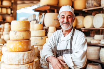 Affable Cheesemaker in His Aging Cheese Vault