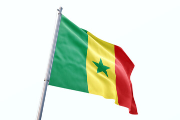 Waving flag of Senegal in white background. Senegal flag for independence day. The symbol of the state on wavy fabric.