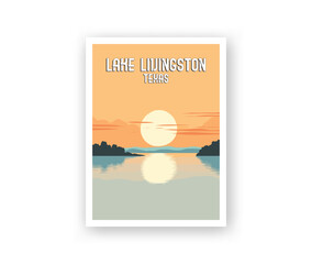 Lake Livingston, TexasIllustration Art. Travel Poster Wall Art. Minimalist Vector art