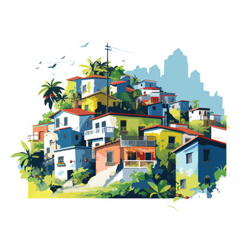 Brazilian favela flat vector illustration isloated